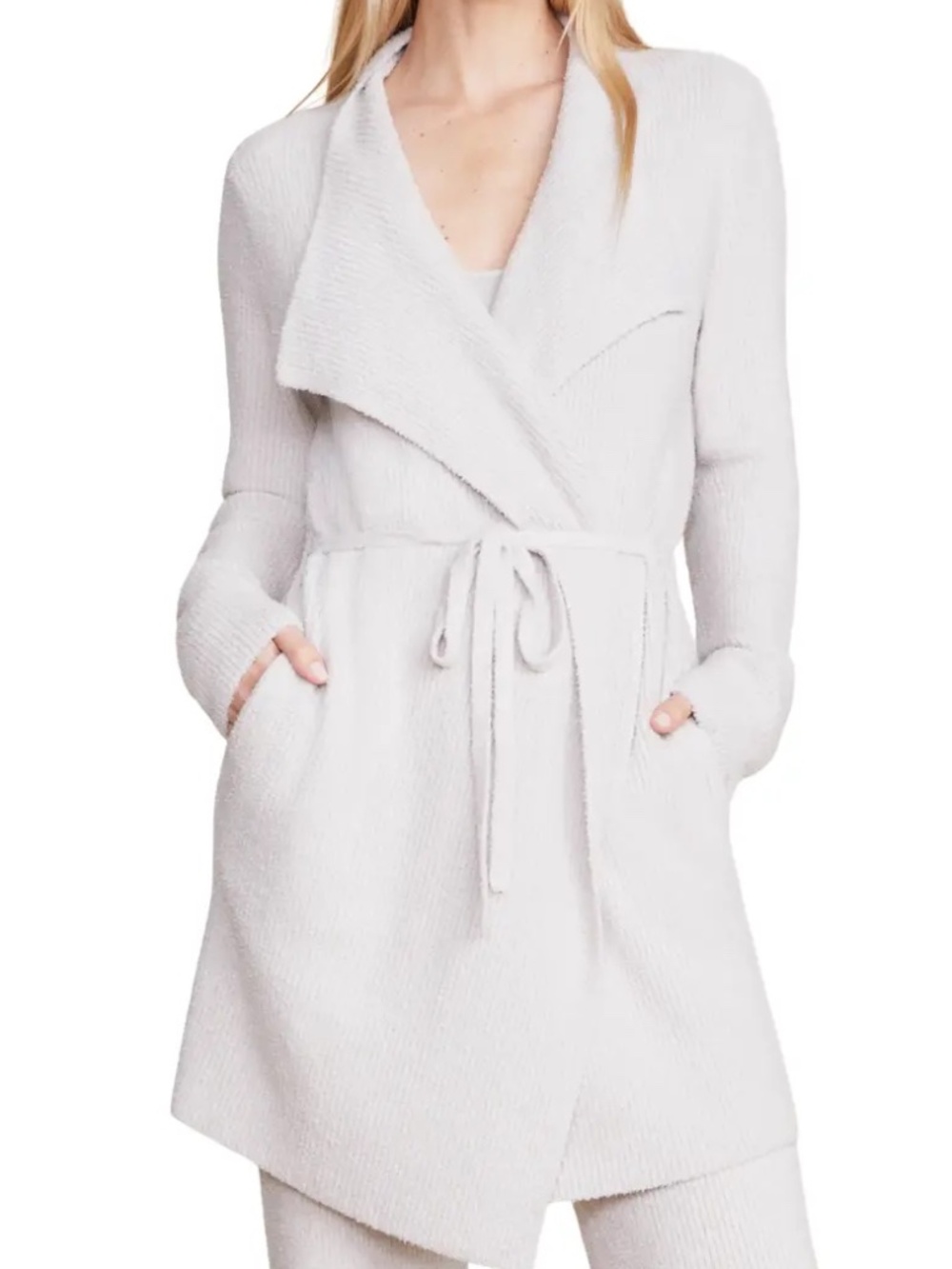 Barefoot Dreams Cozy Chic Lite Cardigan with tie waist - ivory